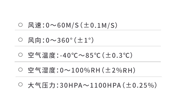 防爆微型氣象站技術參數