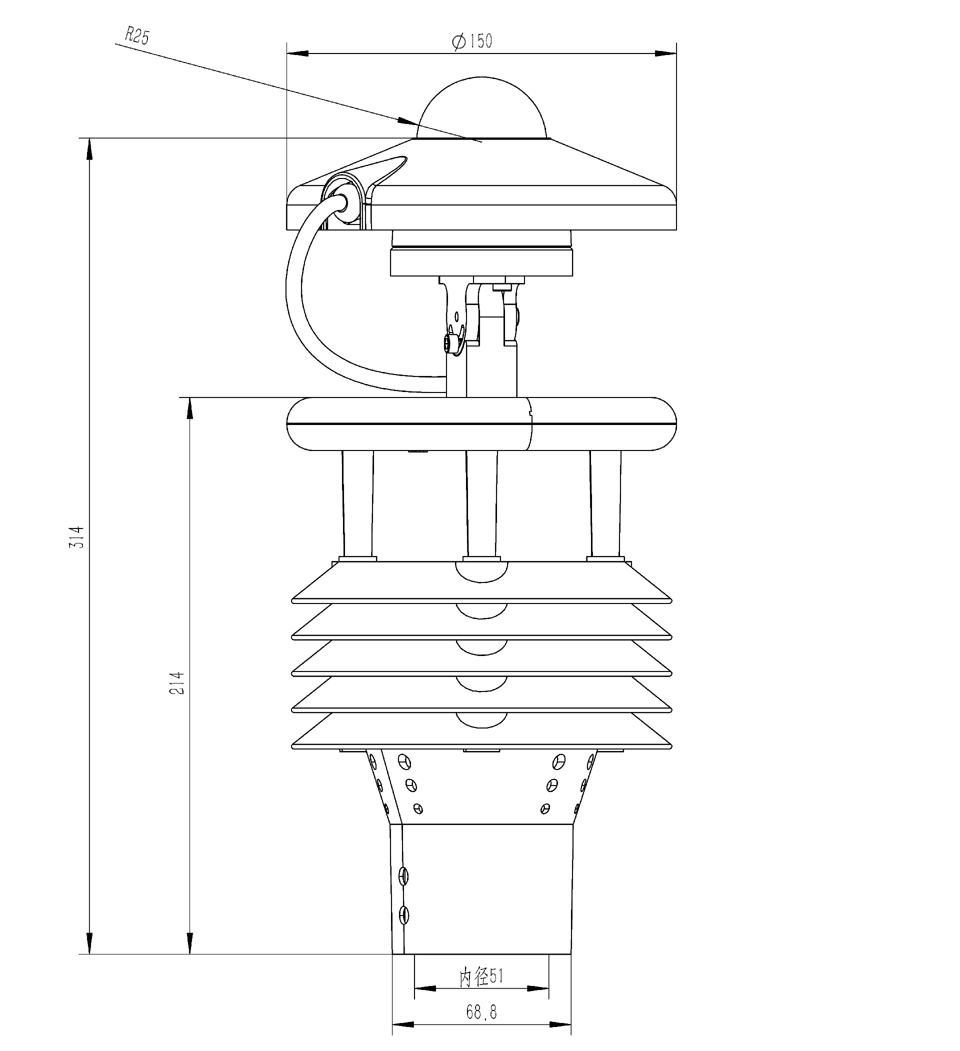 光伏電站環境監測儀產品尺寸圖